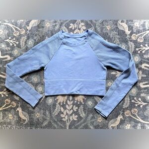 Offline by Aerie Blue Fitted Long Sleeve Crop Top